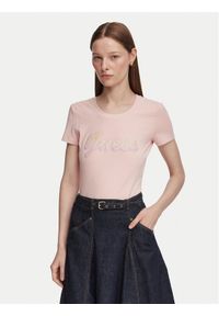 Guess T-Shirt W6YI56 K5028 Różowy jasny Slim Fit. Kolor: różowy. Materiał: bawełna #1