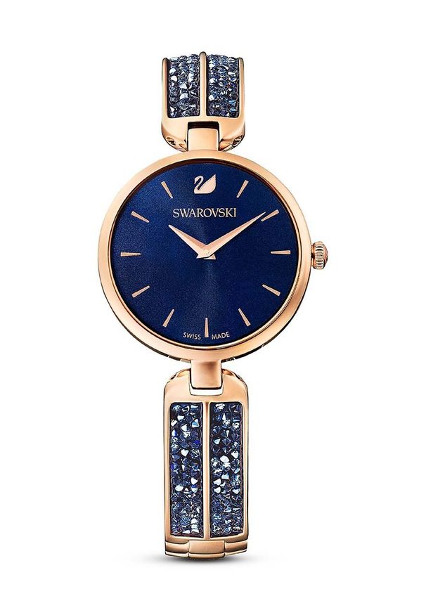 Swarovski zegarek damski kolor granatowy. Kolor: niebieski. Materiał: materiał