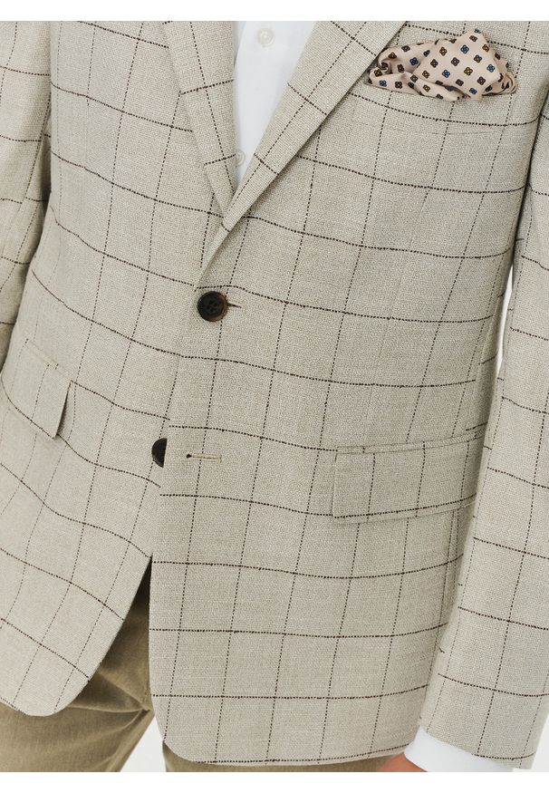 Pako Lorente - PAKO LORENTE – Casualowa marynarka męska w kratę. Okazja: na co dzień. Materiał: jeans. Wzór: kratka. Styl: casual