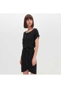 Reserved - Dzianinowa sukienka z wiskozy - Czarny. Kolor: czarny. Materiał: dzianina, wiskoza #1