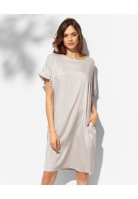 LE TRICOT PERUGIA - Szara jedwabna sukienka. Kolor: szary. Materiał: jedwab. Długość: midi