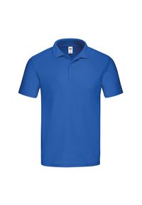 FRUIT OF THE LOOM - Męska Oryginalna Koszulka Polo. Typ kołnierza: polo. Kolor: niebieski