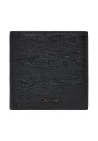 Calvin Klein Duży Portfel Męski Saffiano Ew Slim Trifold W Card LV04D1075G Czarny. Kolor: czarny. Materiał: skóra