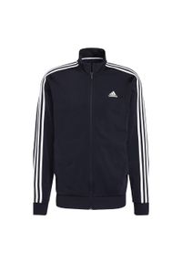 Adidas - Kurtka z dresu adidas 3-Stripes Essentials Warm-Up. Kolor: niebieski, wielokolorowy, biały. Materiał: dresówka