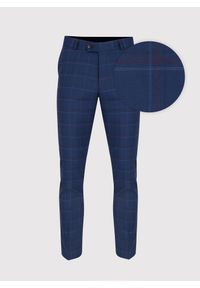 Pako Lorente - PAKO LORENTE – Granatowe spodnie garniturowe w czerwono-niebieską kratkę. Kolor: czerwony, niebieski, wielokolorowy. Materiał: poliester, wełna, lycra. Wzór: kratka #4