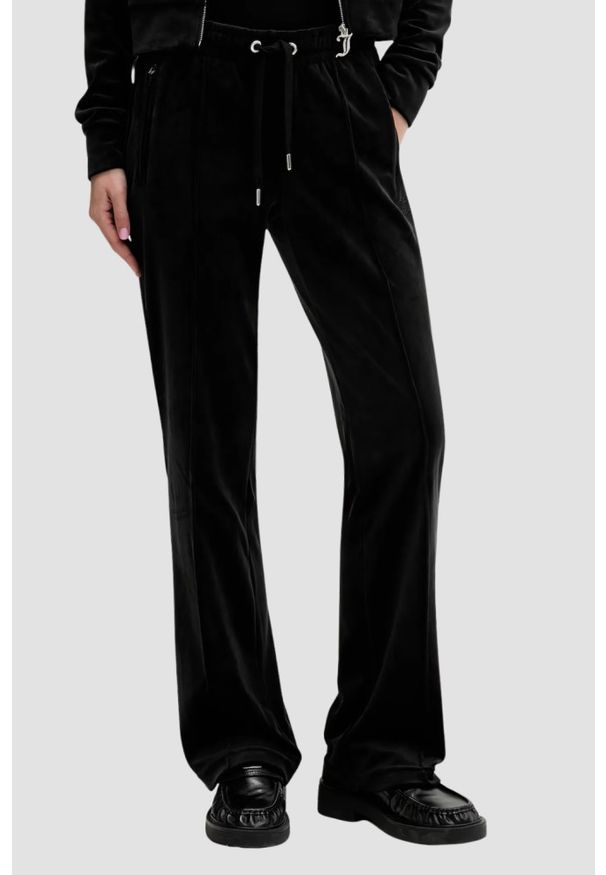 Juicy Couture - JUICY COUTURE Czarne spodnie dresowe z cyrkoniami Tina, Rozmiar S. Kolor: czarny. Materiał: dresówka