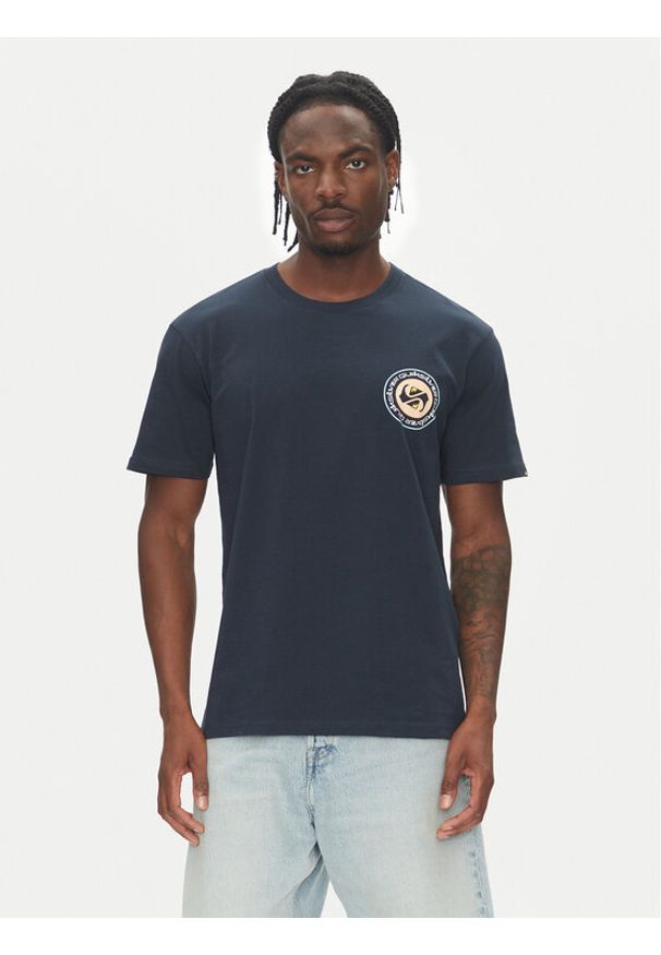 Quiksilver T-Shirt Circle Back Ss EQYZT08054 Granatowy Regular Fit. Kolor: niebieski. Materiał: bawełna