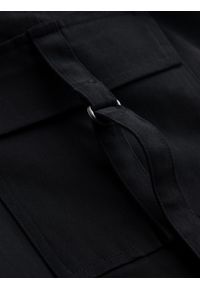 Ombre Clothing - Spodnie męskie cargo STRAIGHT LEG z paskami na kieszeniach – czarne V4 - Rozmiar: L. Kolor: czarny. Materiał: bawełna, elastan, materiał. Wzór: paski. Styl: klasyczny, elegancki #3
