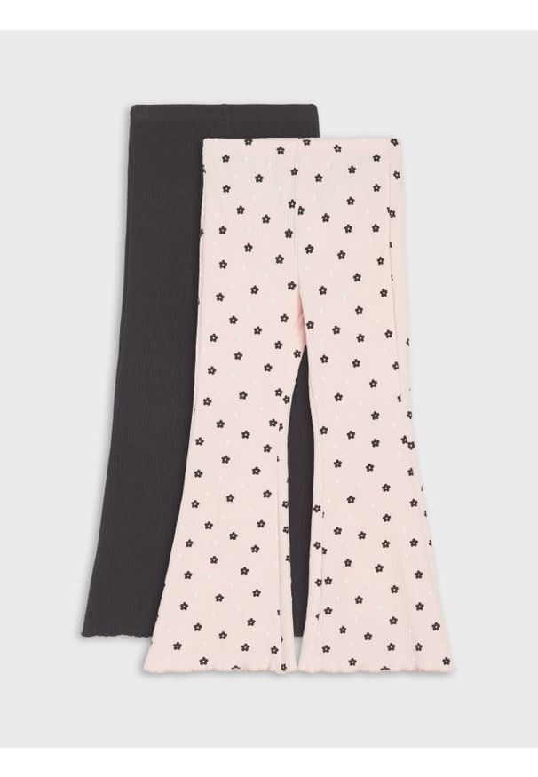 Sinsay - Prążkowane spodnie flare ze wzorkiem 2 pack - wielobarwny. Materiał: prążkowany