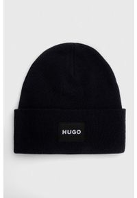 Hugo - HUGO czapka kolor granatowy. Kolor: niebieski. Materiał: dzianina