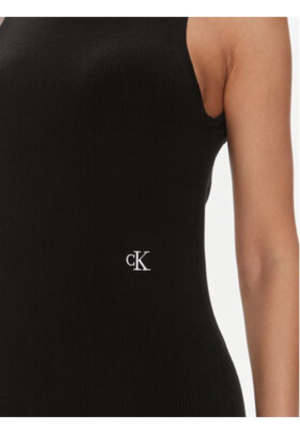 Calvin Klein Jeans Sukienka codzienna Tie Detail J20J223050 Czarny Slim Fit. Okazja: na co dzień. Kolor: czarny. Materiał: lyocell. Typ sukienki: proste. Styl: casual
