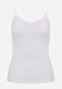 Born2be - Biały Bieliźniany Top z Bawełny Ozdobiony Koronkową Lamówką Bervina. Okazja: na co dzień. Kolor: biały. Materiał: bawełna, koronka. Wzór: aplikacja. Styl: casual, klasyczny #6