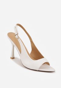Born2be - Białe Sandały VICES na Szpilce z Odkrytym Noskiem i Piętą Olopis. Okazja: na co dzień, na ślub cywilny, na wesele. Zapięcie: pasek. Kolor: biały. Materiał: jeans. Obcas: na szpilce. Styl: casual, elegancki, klasyczny, wizytowy #3