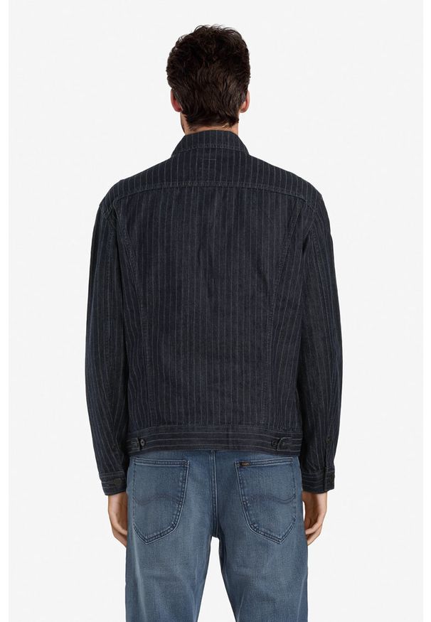 Lee - KURTKA PRZEJŚCIOWA MĘSKA LEE PINSTRIPE RIDER JACKET INDIGO L89ZEJCA 112123959