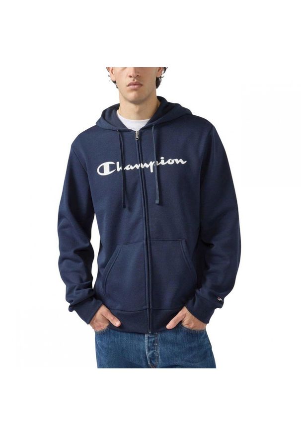 Bluza męska treningowa z kapturem Champion granatowa. Typ kołnierza: kaptur. Kolor: niebieski