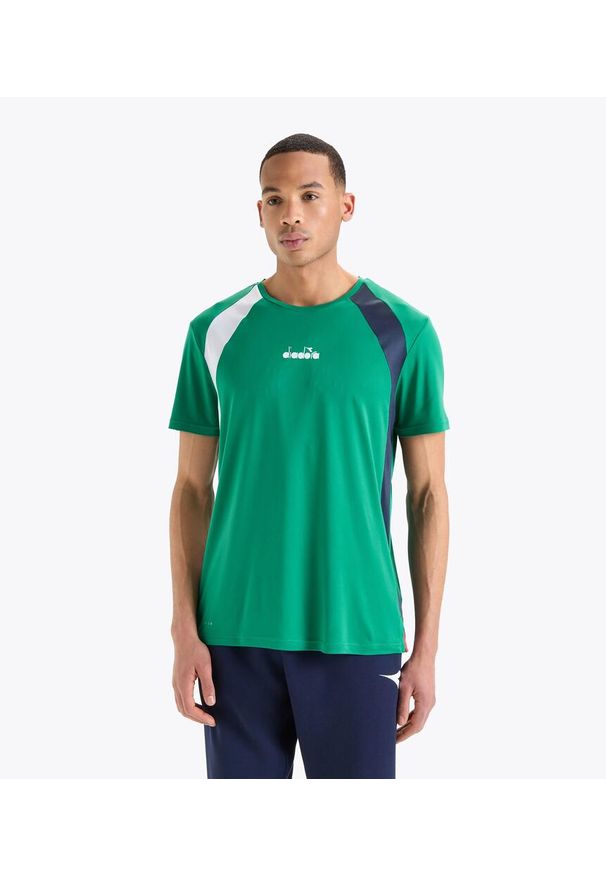 Koszulka tenisowa męska z krótkim rękawem Diadora SS T-Shirt. Kolor: wielokolorowy, czarny, biały, zielony, niebieski. Długość rękawa: krótki rękaw. Długość: krótkie. Sport: tenis