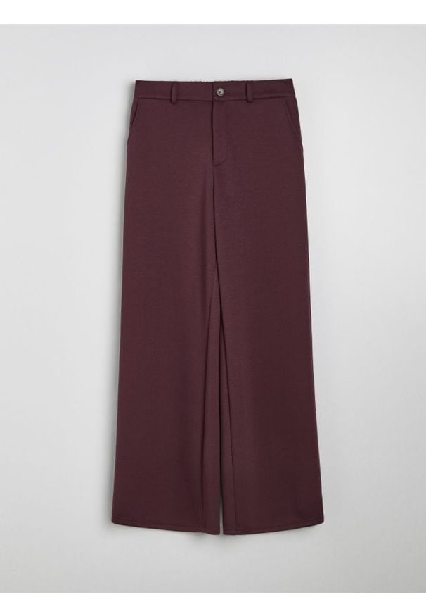 Sinsay - Eleganckie spodnie wide leg z domieszką wiskozy - czerwony. Kolor: czerwony. Styl: elegancki