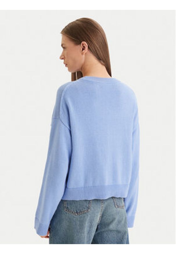 Calvin Klein Sweter LV047D305G Niebieski Relaxed Fit. Kolor: niebieski. Materiał: bawełna