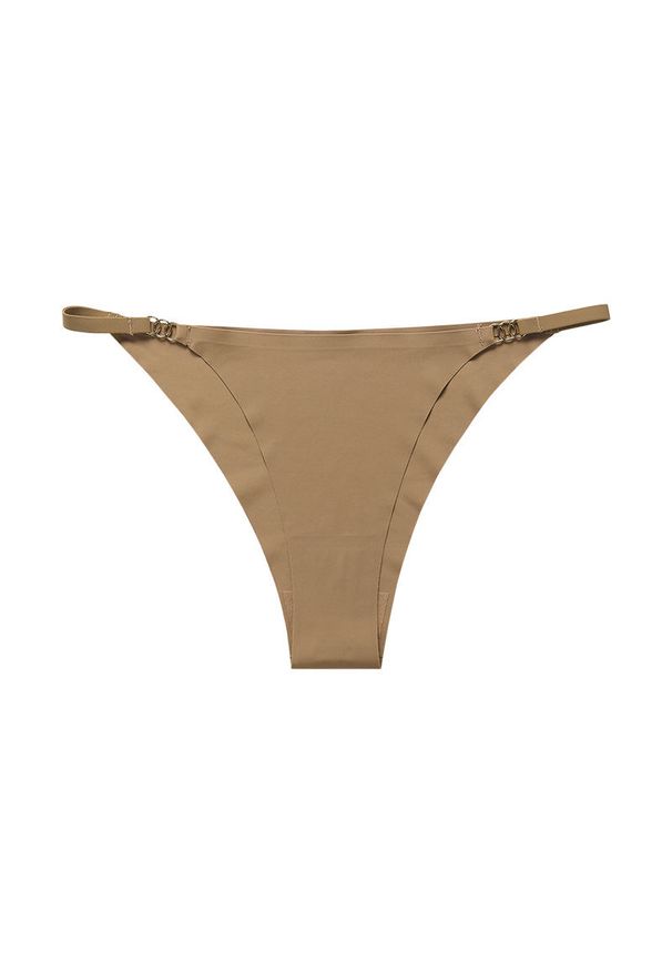 Intica - Tangi bezszwowe z ozdobną klamrą na co dzień i okazje Vicki. Kolor: beżowy. Materiał: materiał