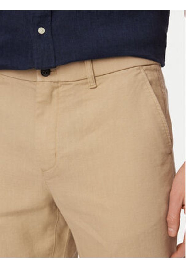 TOMMY HILFIGER - Tommy Hilfiger Chinosy Denton MW0MW42337 Khaki Straight Fit. Kolor: brązowy. Materiał: len