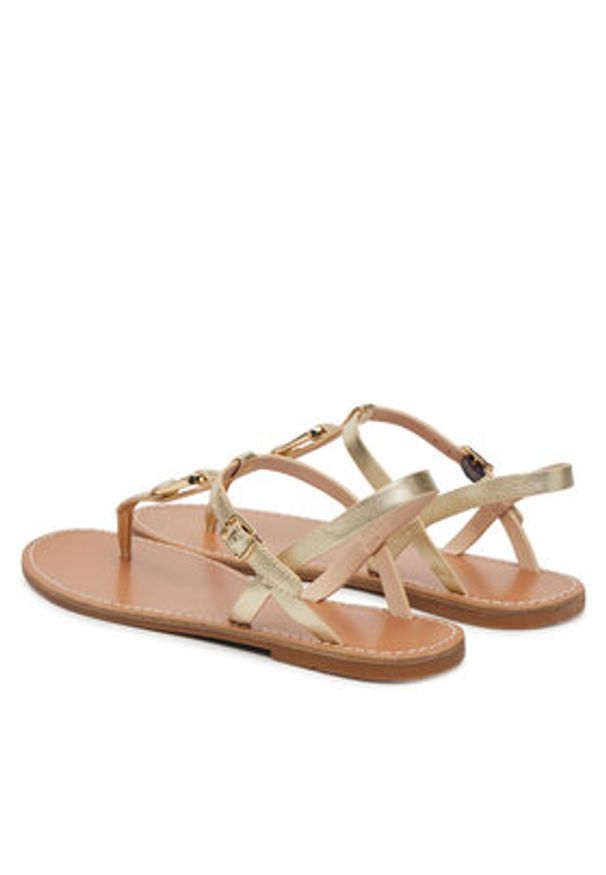 TOMMY HILFIGER - Tommy Hilfiger Sandały Leather Thong Sandal Gold FW0FW09331 Złoty. Kolor: złoty. Materiał: skóra