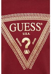 Guess t-shirt bawełniany kolor czerwony z nadrukiem. Kolor: czerwony. Materiał: bawełna. Wzór: nadruk #4