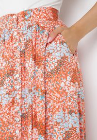 Born2be - Pomarańczowa Spódnica Maxi w Kwiaty z Wiskozy na Guziki Viollca. Kolor: pomarańczowy. Materiał: wiskoza. Wzór: kwiaty #4