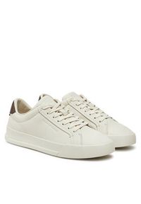 TOMMY HILFIGER - Tommy Hilfiger Sneakersy Th Court Best Tumbled Lth FM0FM05324 Beżowy. Kolor: beżowy. Materiał: skóra #3