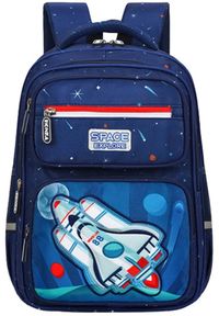 Lean - Plecak Szkolny Dziecięcy Pas Piersiowy Granatowy Rakieta Kosmos 20L 41cm. Kolor: niebieski