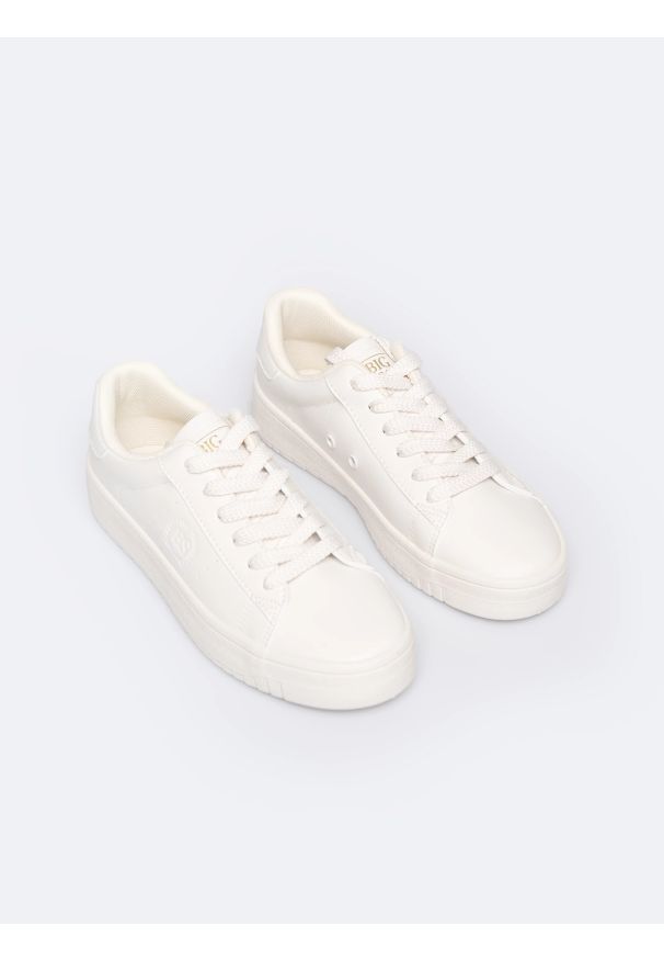Big-Star - Sneakersy damskie ze skóry ekologicznej białe NN274577 101. Kolor: biały. Materiał: skóra ekologiczna
