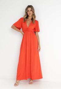 Born2be - Czerwona Sukienka Naude. Okazja: na ślub cywilny, na wesele. Kolor: czerwony. Wzór: jednolity, gładki, kolorowy. Typ sukienki: rozkloszowane. Styl: wizytowy, elegancki. Długość: maxi #2