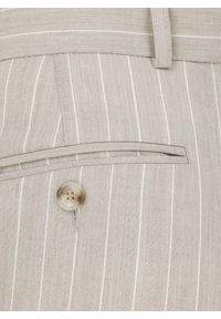 Pako Lorente - PAKO LORENTE - Beżowy garnitur męski w prążek. Kolor: beżowy. Materiał: wełna. Wzór: prążki #8