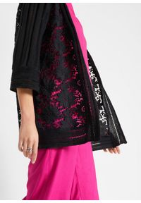 bonprix - Sweter bez zapięcia, z koronką. Kolor: czarny. Materiał: koronka. Wzór: koronka. Styl: elegancki #3