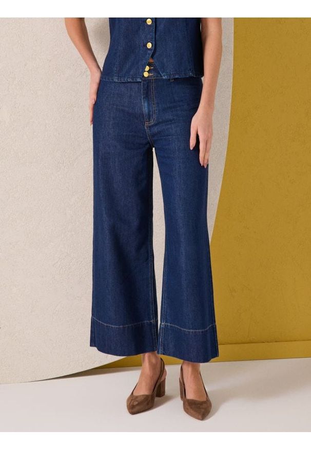 Sinsay - Jeansy wide leg - niebieski. Kolor: niebieski