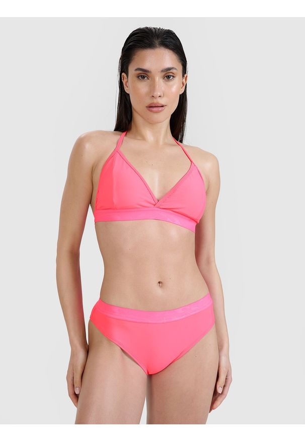 4f - 4F Góra od bikini damska - różowa XL. Kolor: różowy. Materiał: guma, włókno, syntetyk, materiał, elastan