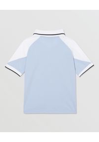 BURBERRY CHILDREN - Niebieska koszulka polo z logo 3-14 lat. Typ kołnierza: polo. Kolor: niebieski. Materiał: denim, bawełna, dresówka, elastan. Wzór: paski. Sezon: lato. Styl: klasyczny #5
