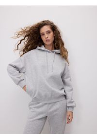 Reserved - Gładka bluza z bawełną - jasnoszary. Kolor: szary. Materiał: bawełna. Wzór: gładki #1