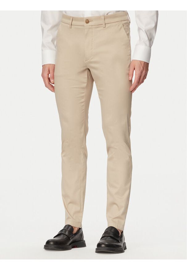 BOSS Spodnie materiałowe P-Kaiton1 50553841 Beżowy Slim Fit. Kolor: beżowy. Materiał: bawełna