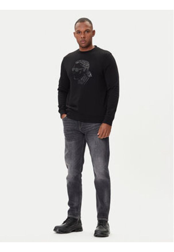 Karl Lagerfeld - KARL LAGERFELD Bluza 705042 554910 Czarny Regular Fit. Typ kołnierza: dekolt w karo. Kolor: czarny. Materiał: bawełna