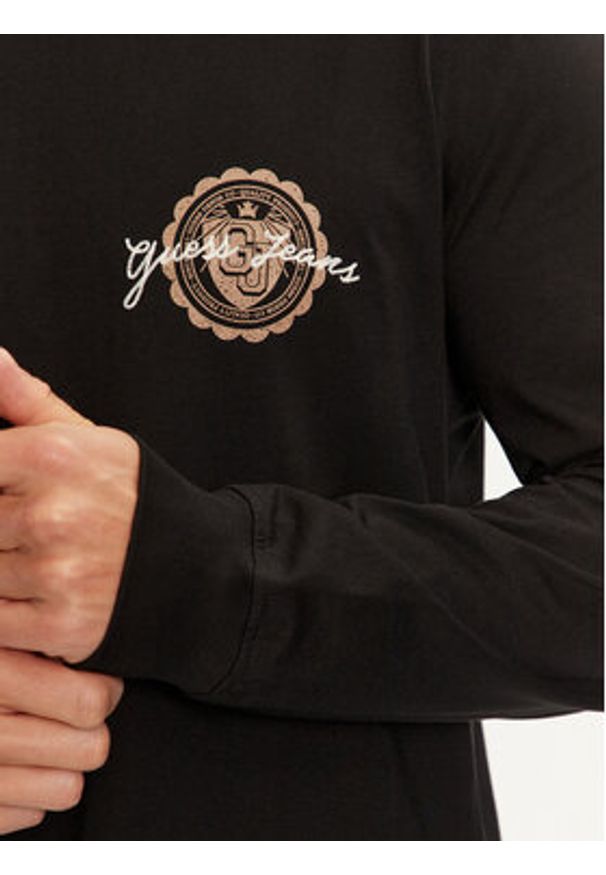Guess Jeans Longsleeve M4BI84 K8FQ4 Czarny Regular Fit. Kolor: czarny. Materiał: bawełna. Długość rękawa: długi rękaw