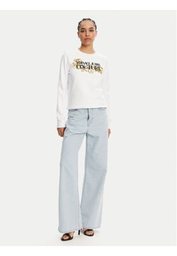 Versace Jeans Couture Bluza 78HAIC06 Biały Regular Fit. Typ kołnierza: kołnierzyk włoski. Kolor: biały. Materiał: bawełna