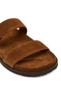 Tory Burch Klapki Romy Sport 183266 Brązowy. Kolor: brązowy. Materiał: skóra, zamsz. Styl: sportowy #2