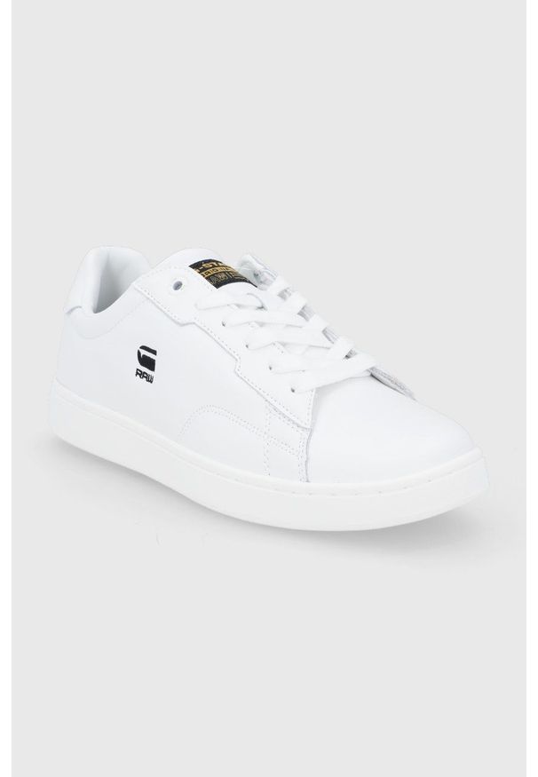 G-Star RAW - G-Star Raw Buty skórzane kolor biały na płaskim obcasie. Nosek buta: okrągły. Zapięcie: sznurówki. Kolor: biały. Materiał: skóra. Obcas: na obcasie. Wysokość obcasa: niski