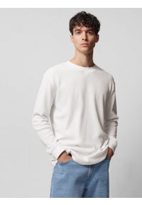 outhorn - Longsleeve z dzianiny waflowej męski - złamana biel. Materiał: dzianina. Długość rękawa: długi rękaw. Długość: długie #7