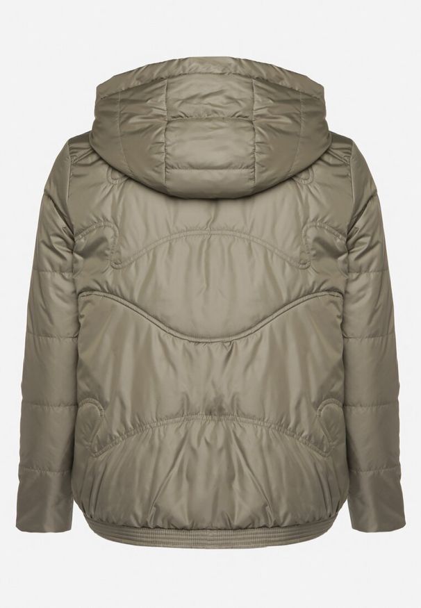 Born2be - Zielona Kurtka Pikowana z Kapturem Karbia. Okazja: na co dzień. Typ kołnierza: kaptur. Kolekcja: plus size. Kolor: zielony. Styl: elegancki, casual