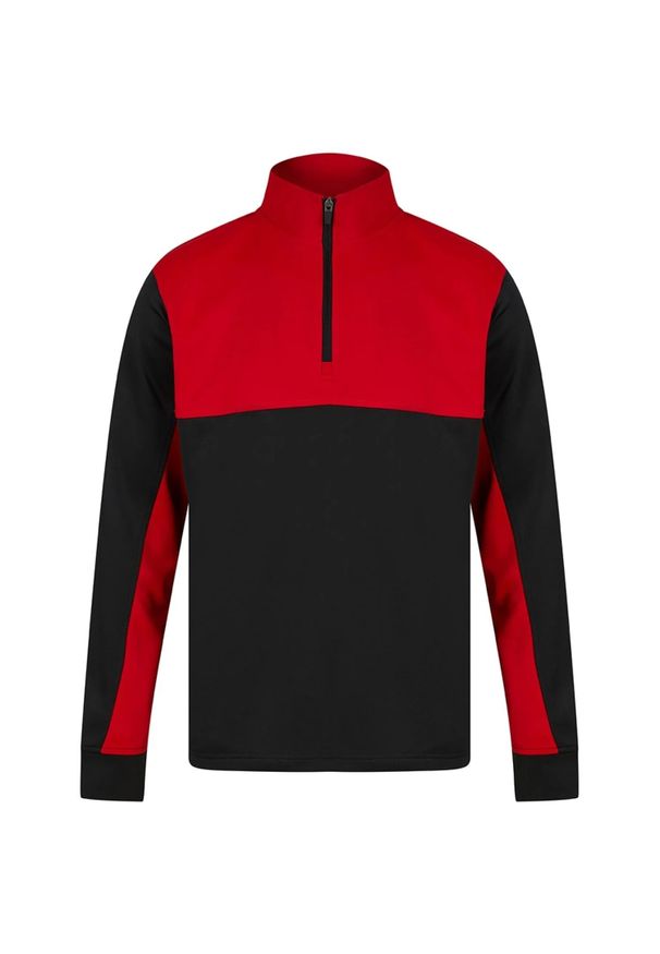 FINDEN & HALES - Męska Bluza Dresowa Z Zamkiem Błyskawicznym W Bloku Kolorystycznym. Kolor: czerwony, wielokolorowy, czarny. Materiał: dresówka