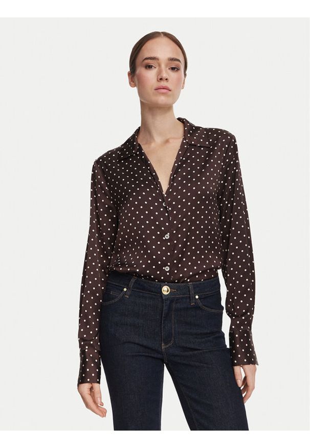 Guess Koszula W6YH23 W2946 Brązowy Regular Fit. Kolor: brązowy. Materiał: syntetyk