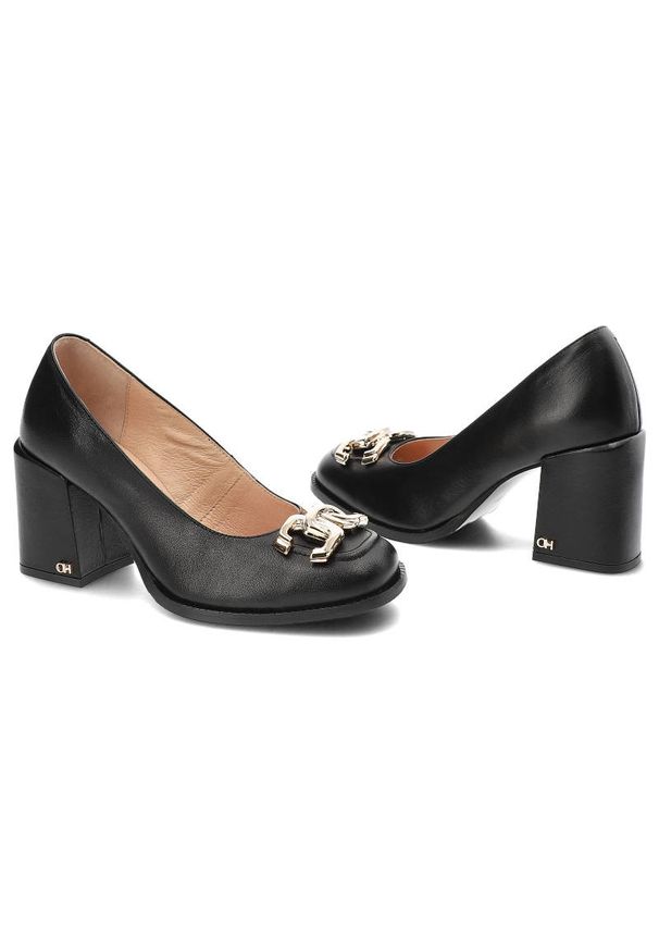 CheBello - Czarne Półbuty Chebello Eleganckie Obuwie Damskie. Zapięcie: bez zapięcia. Kolor: czarny. Materiał: skóra. Szerokość cholewki: normalna. Styl: elegancki