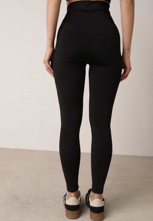 Born2be - Czarne Legginsy z Wysokim Stanem z Pasem Modelującym w Talii Azinera. Okazja: na co dzień. Stan: podwyższony. Kolor: czarny. Materiał: materiał. Styl: casual