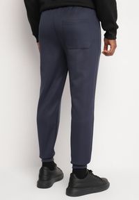 Born2be - Granatowe Dresowe Spodnie z Ozdobnymi Wstawkami i Ściągaczami Riannia. Okazja: na co dzień. Kolor: niebieski. Materiał: dresówka. Styl: sportowy, casual